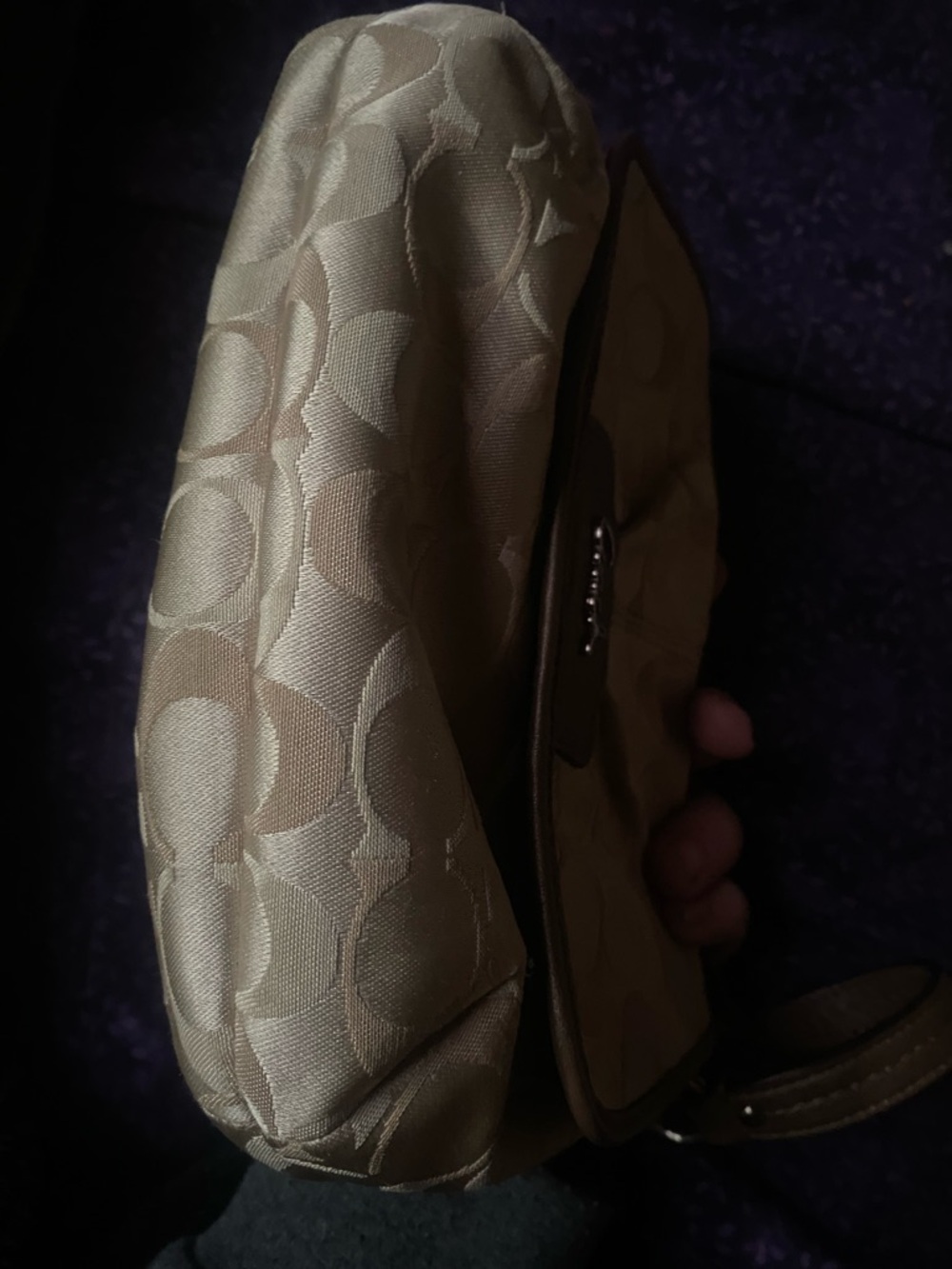(Y2K) COACH- Shimmering Champagne Vintage Signature Pleated Demi/ Baguette - Picture 14 of 15
